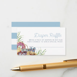 Blue Pool Party Baby Shower Diaper Raffle Ticket Enclosure Card