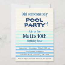 Blue Pool Party | Birthday Invitation