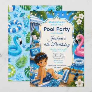 Blue Pool Party Boy's Birthday Invitation
