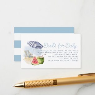 Blue Pool Party Tropical Baby Shower Book Request Enclosure Card
