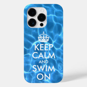 Blue Pool Water Keep Calm and Swim On Case-Mate iPhone 14 Pro Case