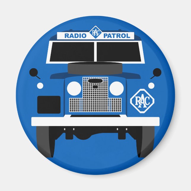 Blue Pop art Classic MK2 RAC Land Rover Magnet (Front)