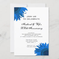 Blue Pop Art Flower Wedding Anniversary Party