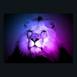 Blue Pop Art Lion - Wild Animal Photography Poster<br><div class="desc">Black & white animal photography artworks - Close-up lion the king photo poster - Wildlife and nature art photography from Africa - King lion portrait shot</div>
