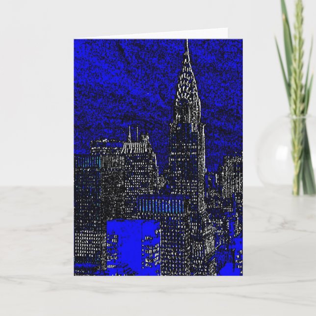 Blue Pop Art New York City Greeting Card (Front)