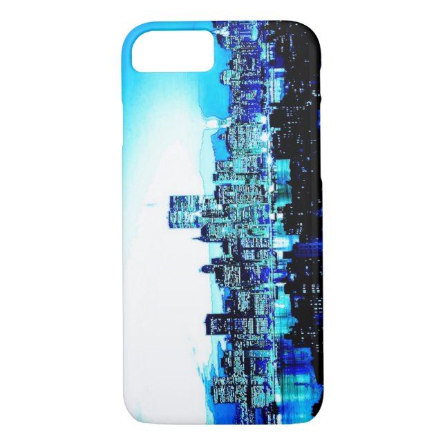 Blue Pop Art New York City iPhone 7 Coque (Dos)