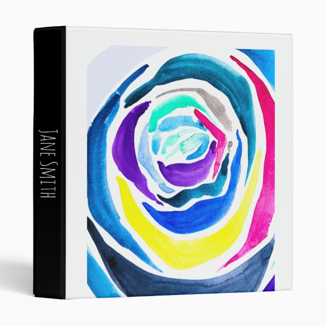 Blue pop art rose watercolor binder (Front/Spine)