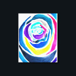 Blue pop art rose watercolor canvas print<br><div class="desc">Pop art from original watercolor painting of a blue abstract rose with colourful cartoonish colours. Bright pop art style.</div>