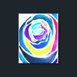 Blue pop art rose watercolor canvas print<br><div class="desc">Pop art from original watercolor painting of a blue abstract rose with colourful cartoonish colours. Bright pop art style.</div>