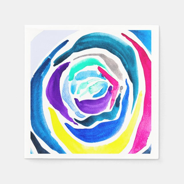 Blue pop art rose watercolor napkin (Front)