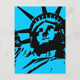 Blue Pop Art Statue de Liberty Carte postale