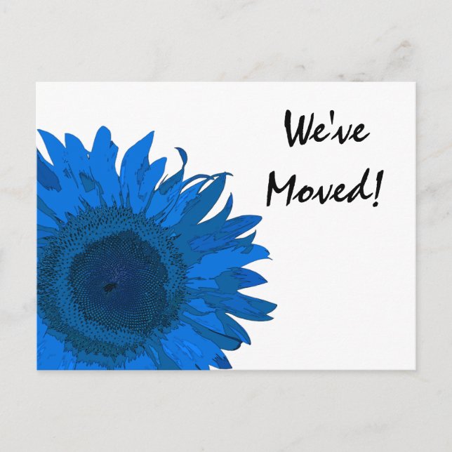 Blue Pop Art Sunflower Change of Address Announcement Postcard (Front)