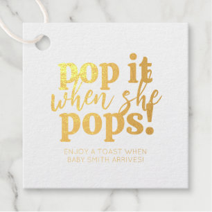 Blue Pop It When She Pops Baby Shower Favor Favour Tags