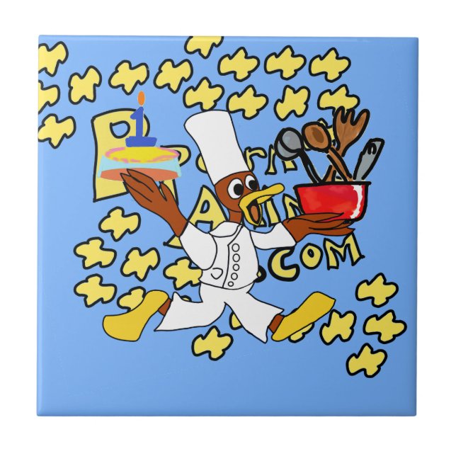 Blue Popcorn Anime Chef Ducky Kazoo Carreaux en cé (Devant)