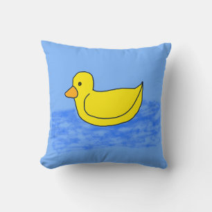 Blue Popcorn Anime Ducky Throw Pillow