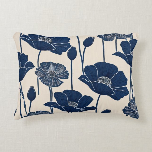 Blue Poppies Accent Pillow (Front)