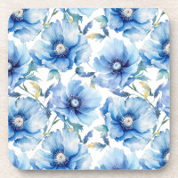 Blue Poppies flower pattern