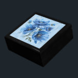 Blue Poppies On Blue Shiny Paper Gift Box<br><div class="desc">Store your treasures or give a treasure gift box to someone as a beautiful gift. 
 Choices of wood frames are now available.
Many designs for different occasions are available in my store.</div>