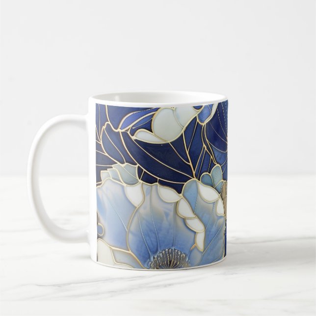Blue Poppies Vintage Inspired Coffee Mug (Left)