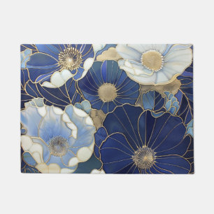 Blue Poppies Vintage Inspired Doormat