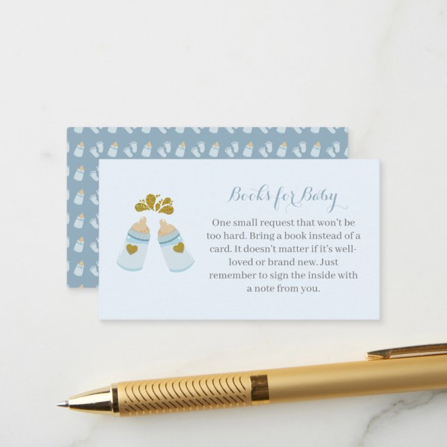  Blue Poppin Bottles Boy Baby Shower Enclosure Card (Front/Back In Situ)