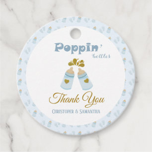  Blue Poppin Bottles Boy Baby Shower Favour Tags