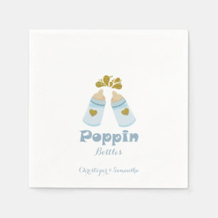  Blue Poppin Bottles Boy Baby Shower Napkin