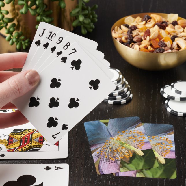 Blue Poppy Bloom Floral Playing Cards (In Situ)