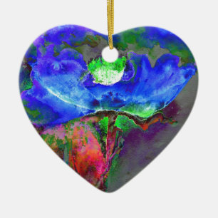 Blue Poppy Ceramic Ornament