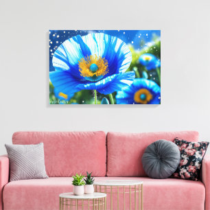 Blue Poppy Dream – Ethereal Macro Floral Art Canvas Print