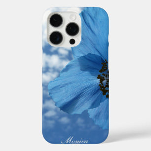 BLUE POPPY Flower Blue Sky with Name iPhone 16 Pro Case