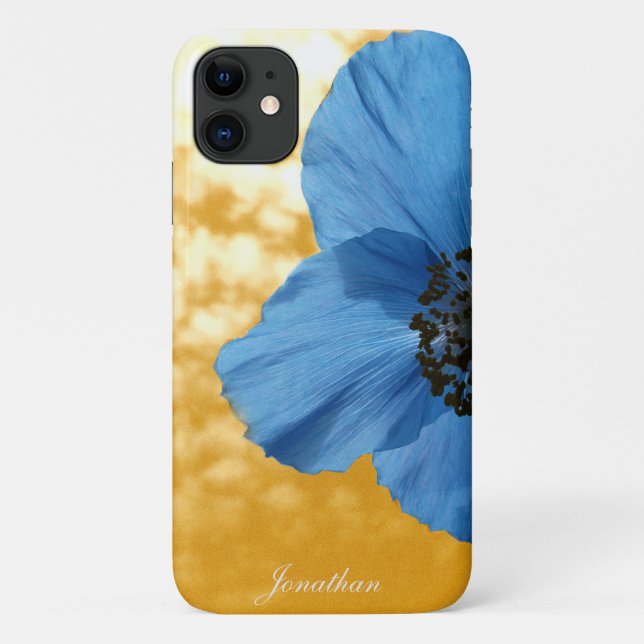 BLUE POPPY flower golden sky Case-Mate iPhone Case (Back)