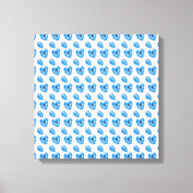 Blue poppy Flowers summer nature pattern  Canvas Print (Front)