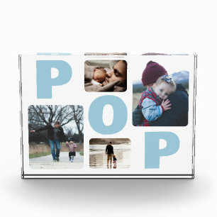 Blue Pop's Fathers Day Family Photo Collage Block