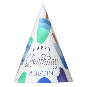 Blue Popsicle Personalized Kids Birthday Party Hat