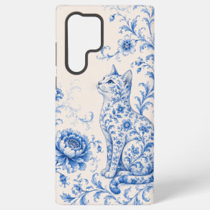 Blue Porcelain Cat Floral Phone Case