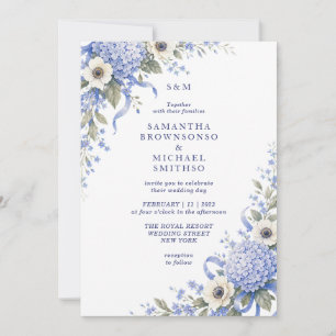 Blue Porcelain Floral Classic Wedding Invitation
