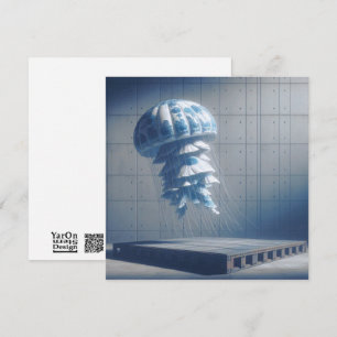 Blue Porcelain Jellyfish Greeting Card