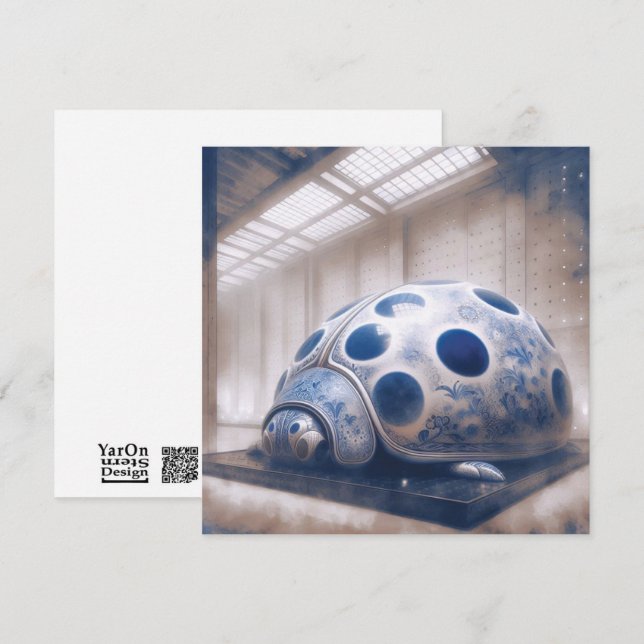 Blue Porcelain Laydybug Greeting Card (Front/Back)
