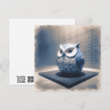 Blue Porcelain Owl Greeting Card
