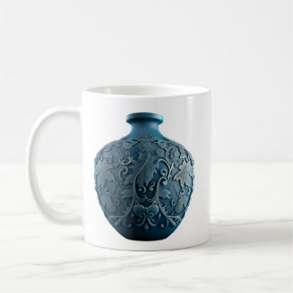 Blue Porcelain Vase Engraved Mug