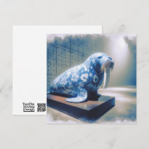 Blue Porcelain Walrus Greeting Card