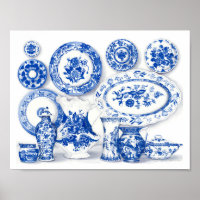 Blue Porcelain Watercolor Art