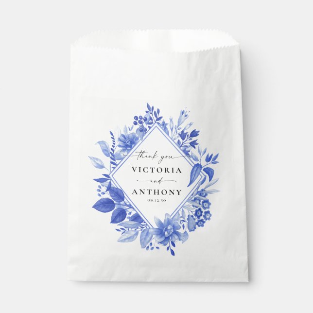 Blue Porcelain Wedding Favour Bag (Front)