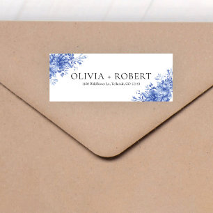Blue Porcelain Wedding Return Address Label