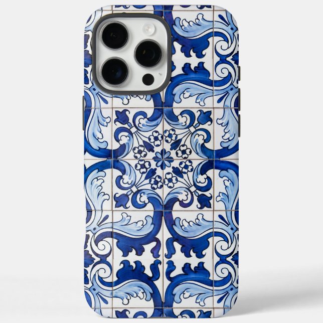 Blue Portuguese Azulejo Glazed Tile Pattern Case-Mate iPhone Case (Back)