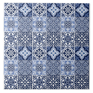 Blue Portuguese Azulejo Pattern Ceramic Tile
