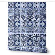 Blue Portuguese Azulejo Tile Pattern Vinyl 