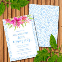 Blue Portuguese Azulejo Tiles Lily Birthday