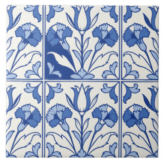 Blue Portuguese Azulejo Tulip and Carnation Tile